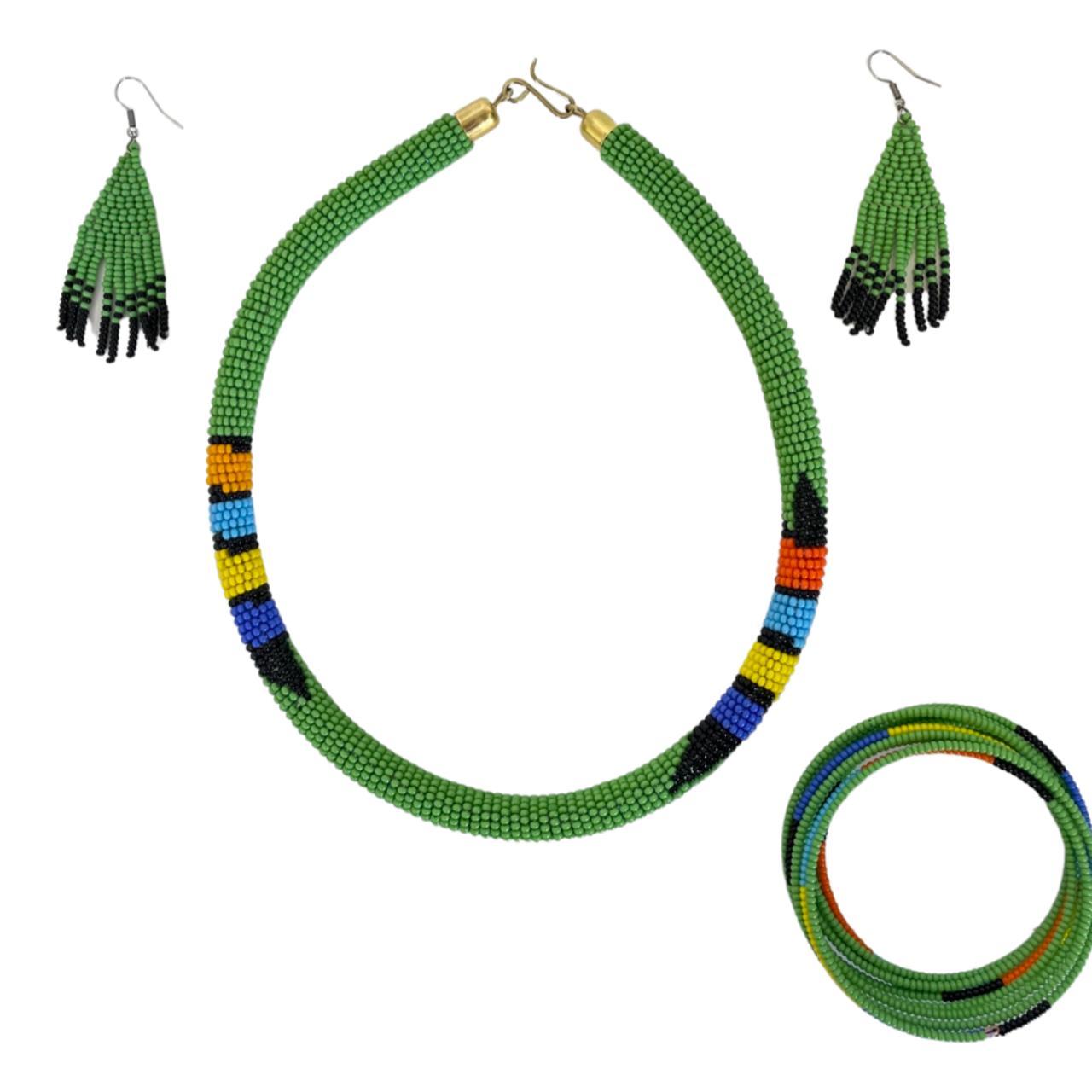Stunning Handmade in Kenya Tube Necklace, Earrings... Depop