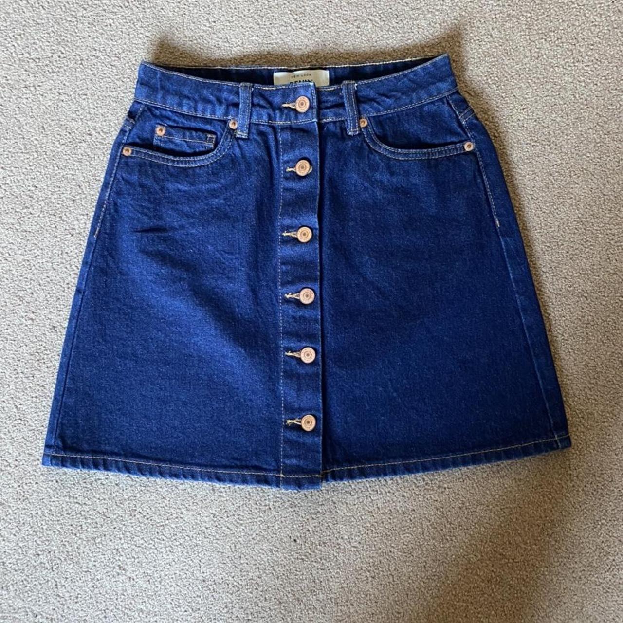 New Look Women's Blue and Navy Skirt | Depop