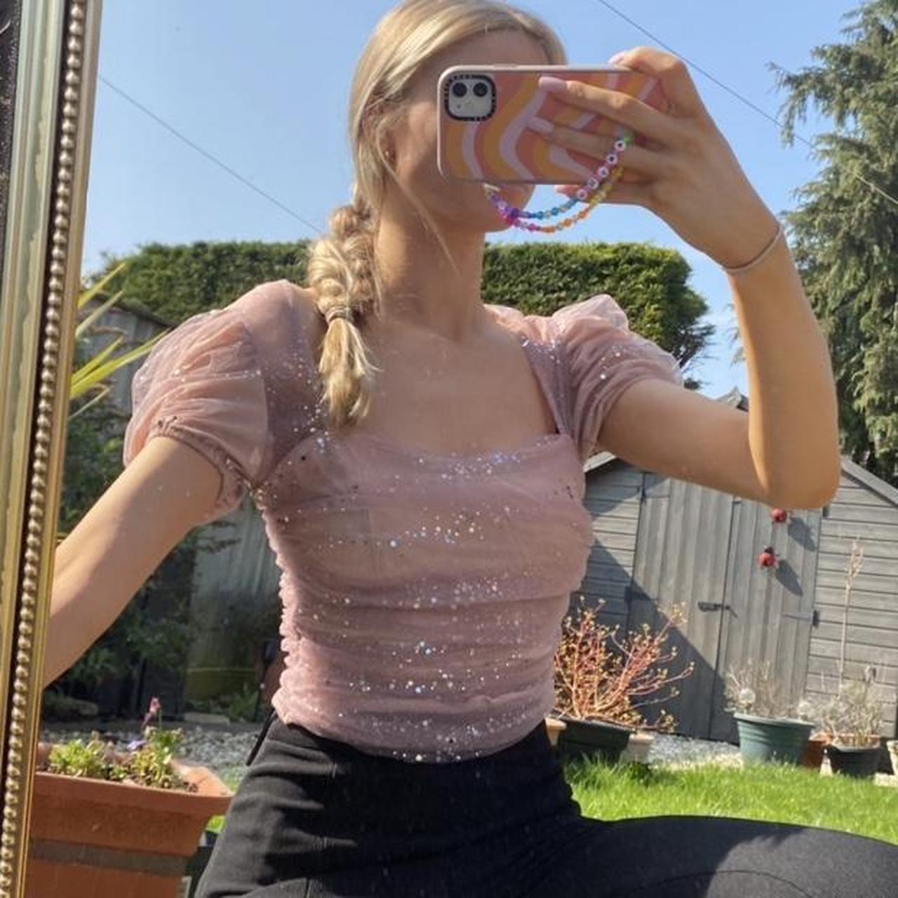 gorgeous mesh sparkly top from missguided only worn... - Depop