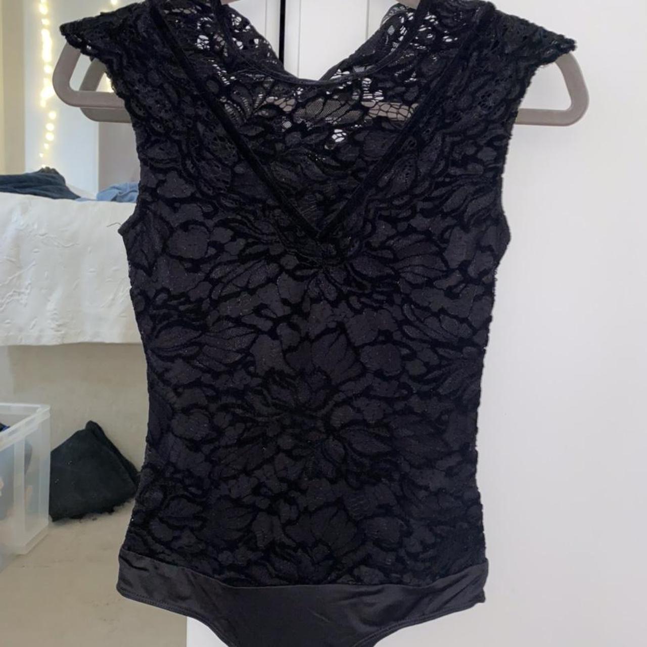 Lace black Guess bodysuit - worn once - size XS -... - Depop