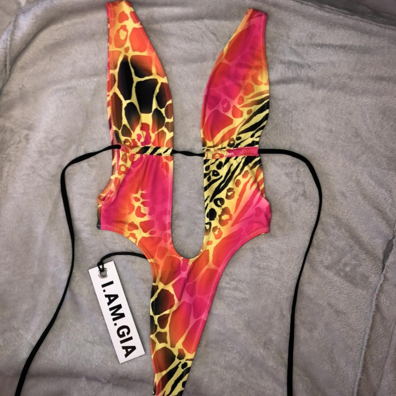 I.AM.GIA Women's Pink and Yellow Swimsuit-one-piece | Depop