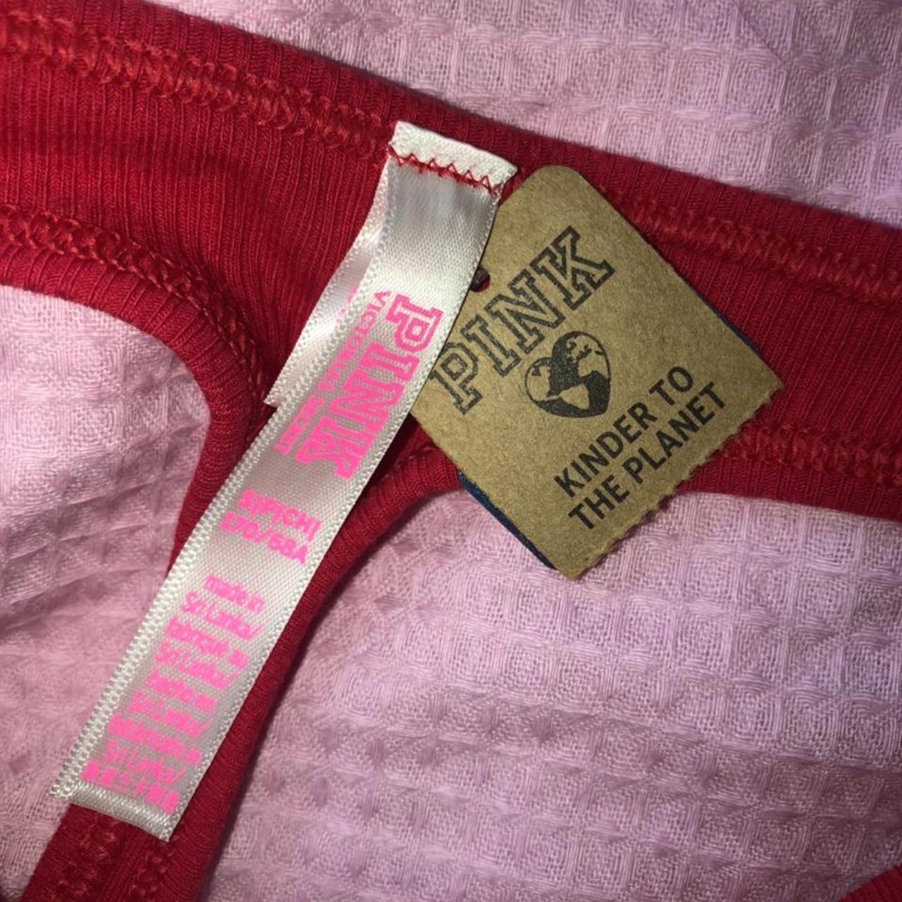 victoria's secret pink thong bottom underwear in red - Depop