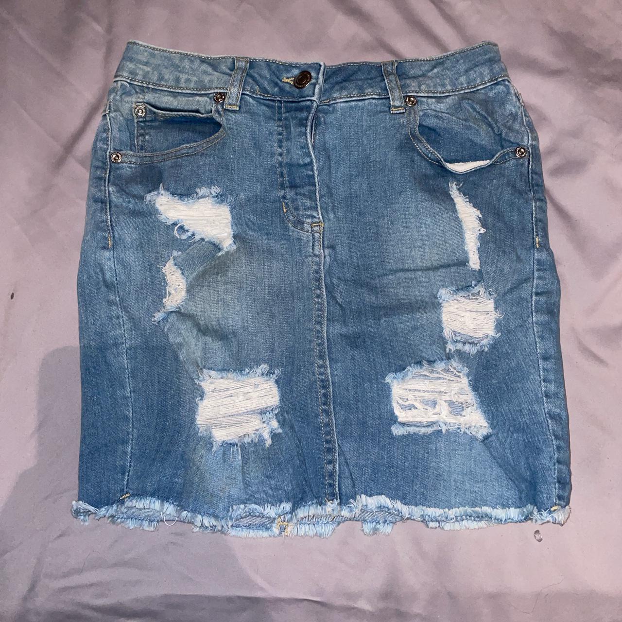 Parisian ripped denim skirt best sale