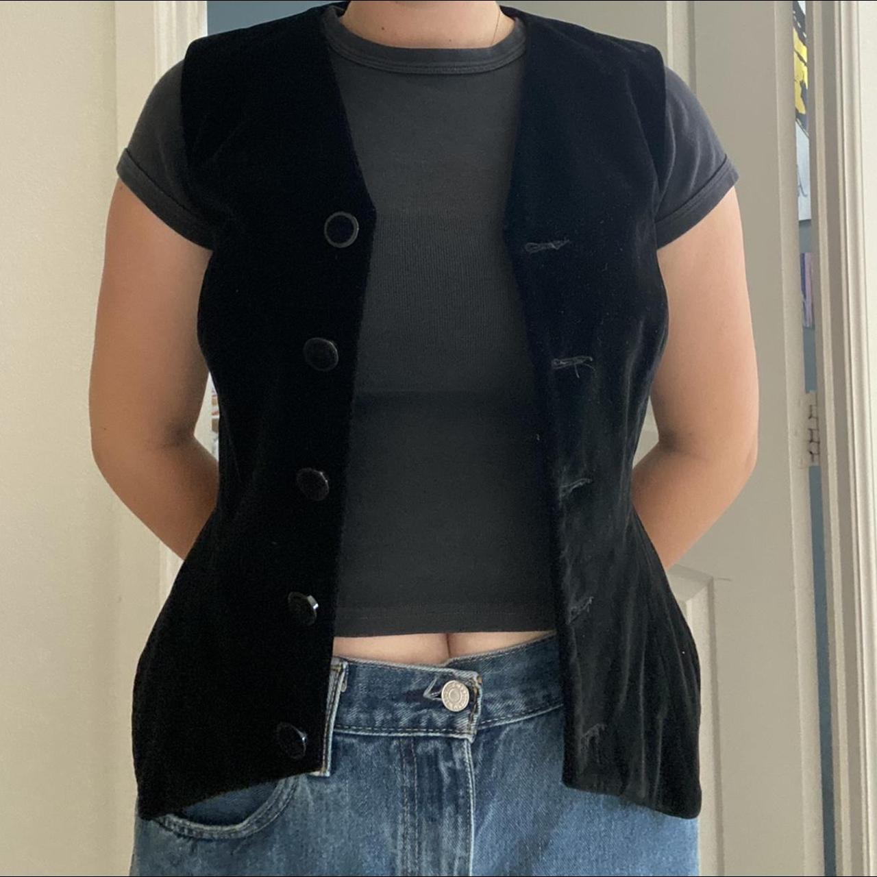 really cute black velvet vest good condition listed... - Depop