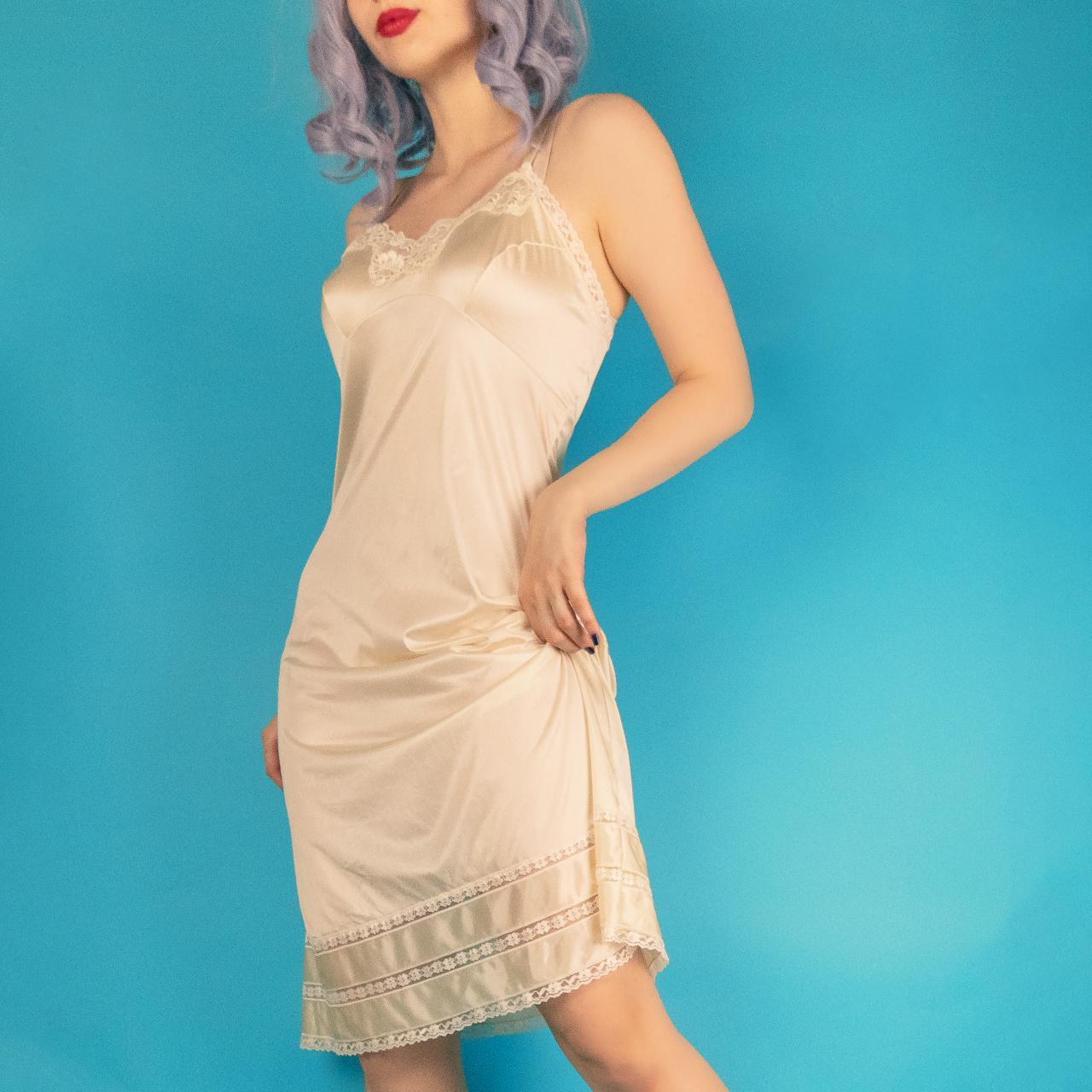 🍨 Cream/ivory vintage silk slip dress or nightgown... - Depop