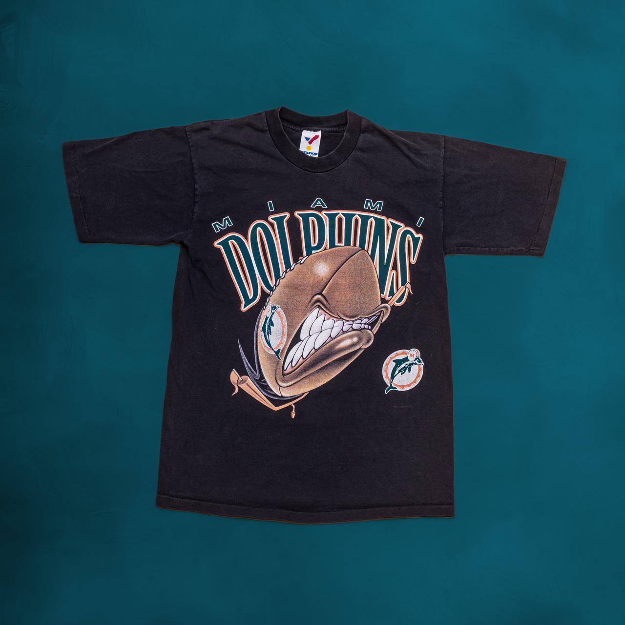 Vintage 90's Miami Dolphins Single Stitch Graphic... - Depop