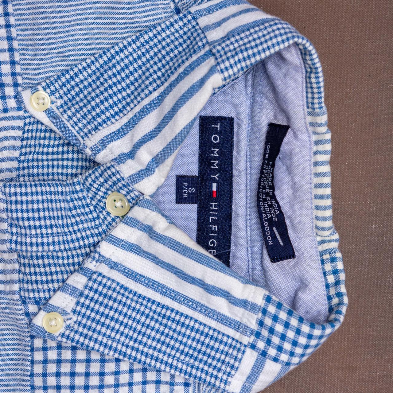 Tommy Hilfiger Patchwork Short Sleeve Button Down... - Depop