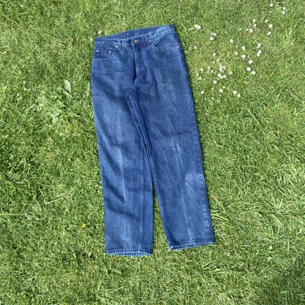 Vintage Straight Leg Jeans 32 waist super nice dark... - Depop