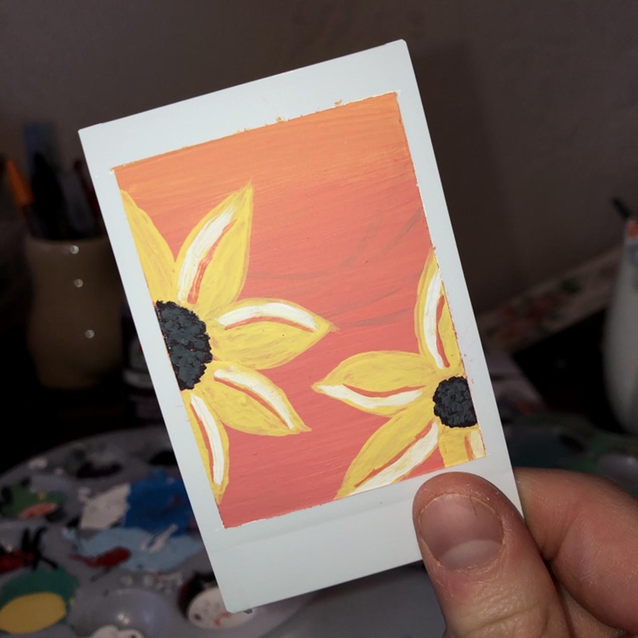 painted polaroids! — sunflowers, acrylic on