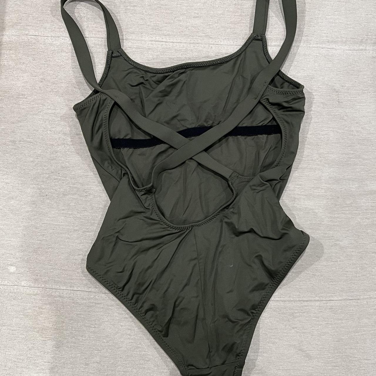 BECCA Women's Khaki and Green Swimsuit-one-piece | Depop