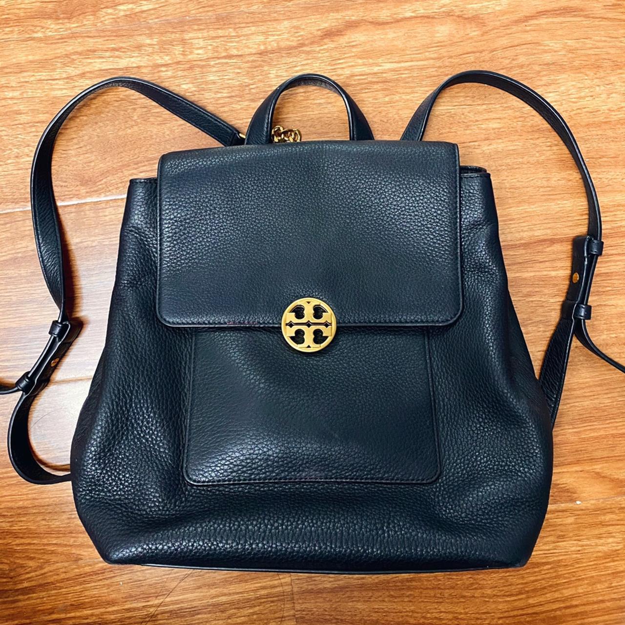 Authentic Tory Burch black leather backpack. 10x13 - Depop