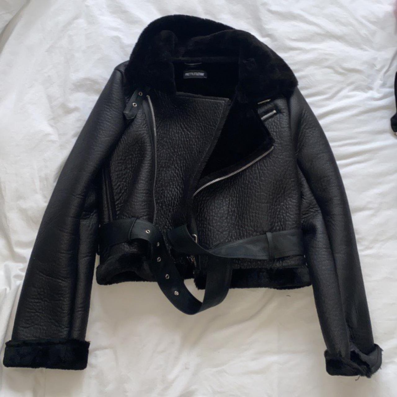 black pu cropped aviator