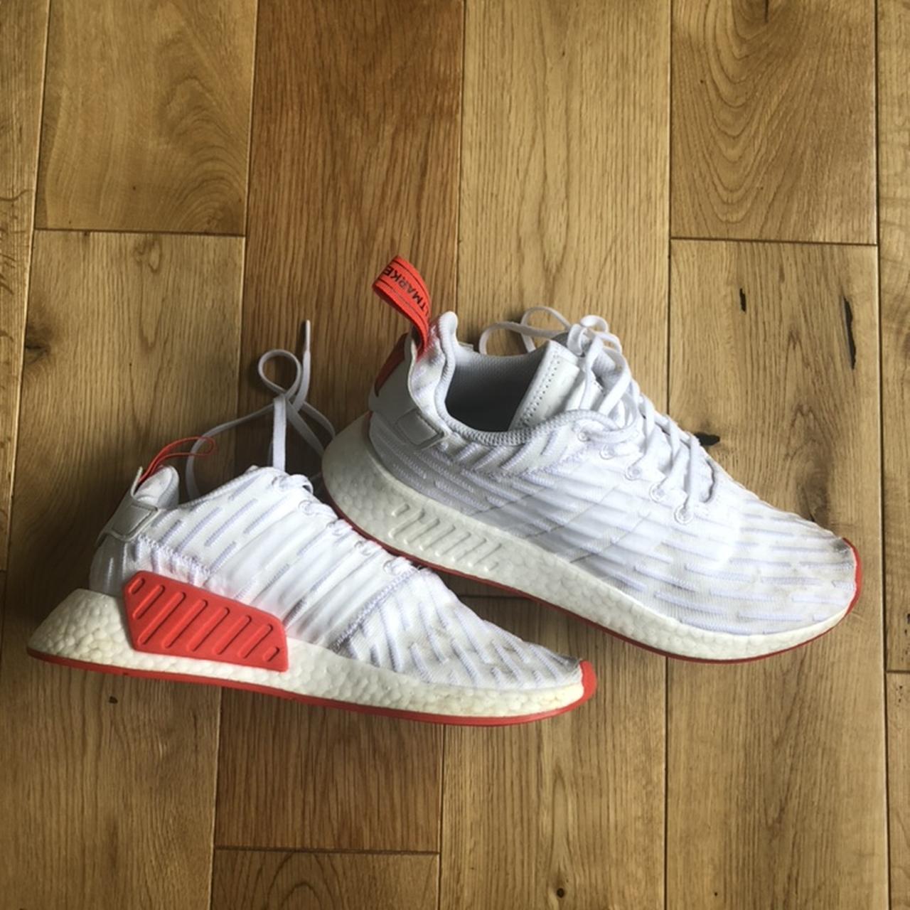 Adidas NMD R2 white red In very good condition Depop