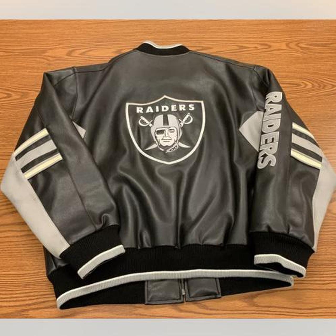 Authentic Vintage Raiders NFL Leather jacket... - Depop