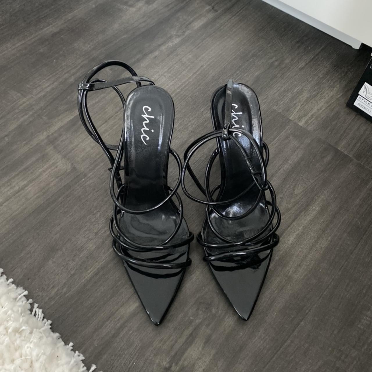 Black metallic scrappy heels. Worn twice. Please let... - Depop