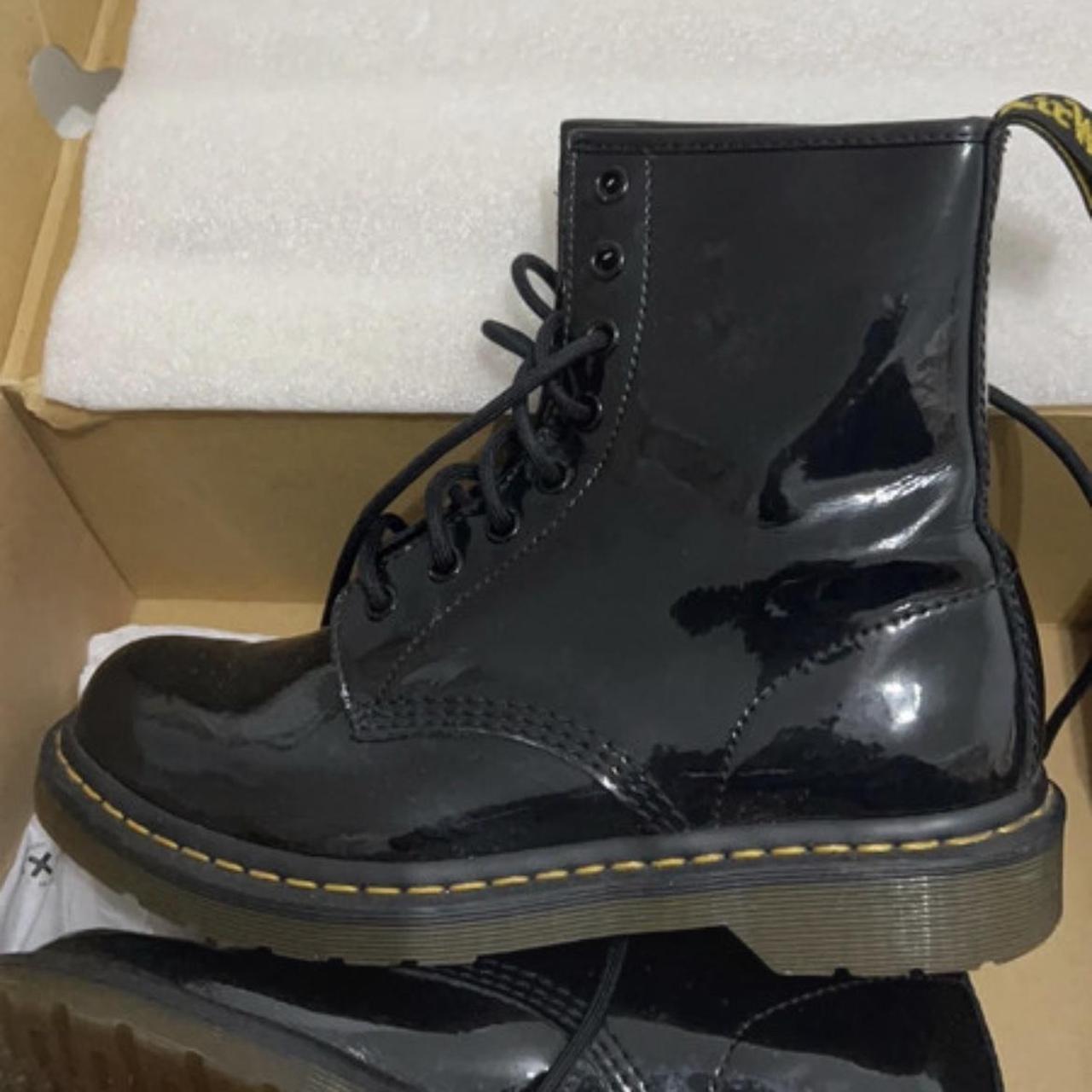 Dr Martens black patent leather boots Worn a few... - Depop