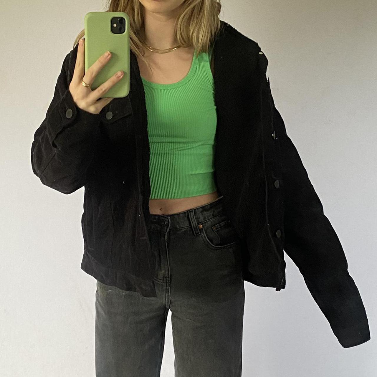 black fluffy denim jacket