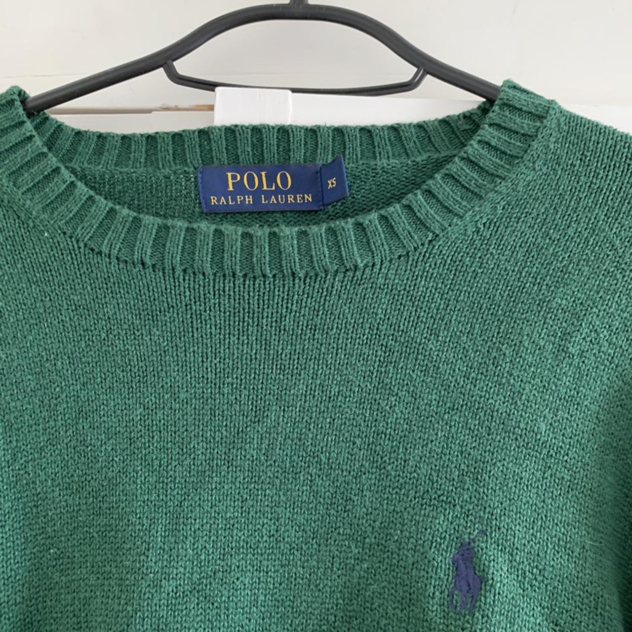 RALPH LAUREN GREEN CREW NECK JUMPER KNITTED XS... - Depop