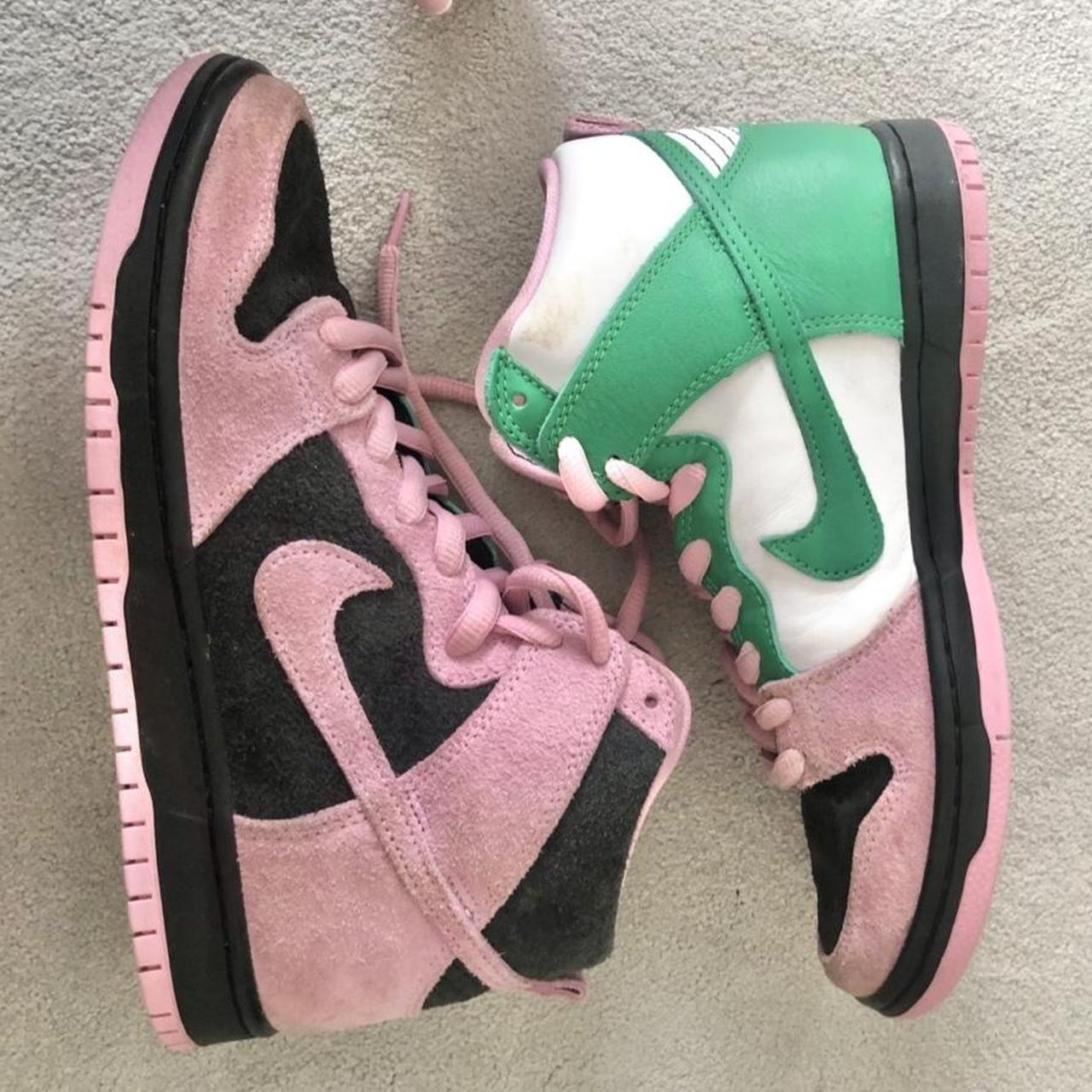 The NIKE SB dunk high invert celtics shoes suede and...