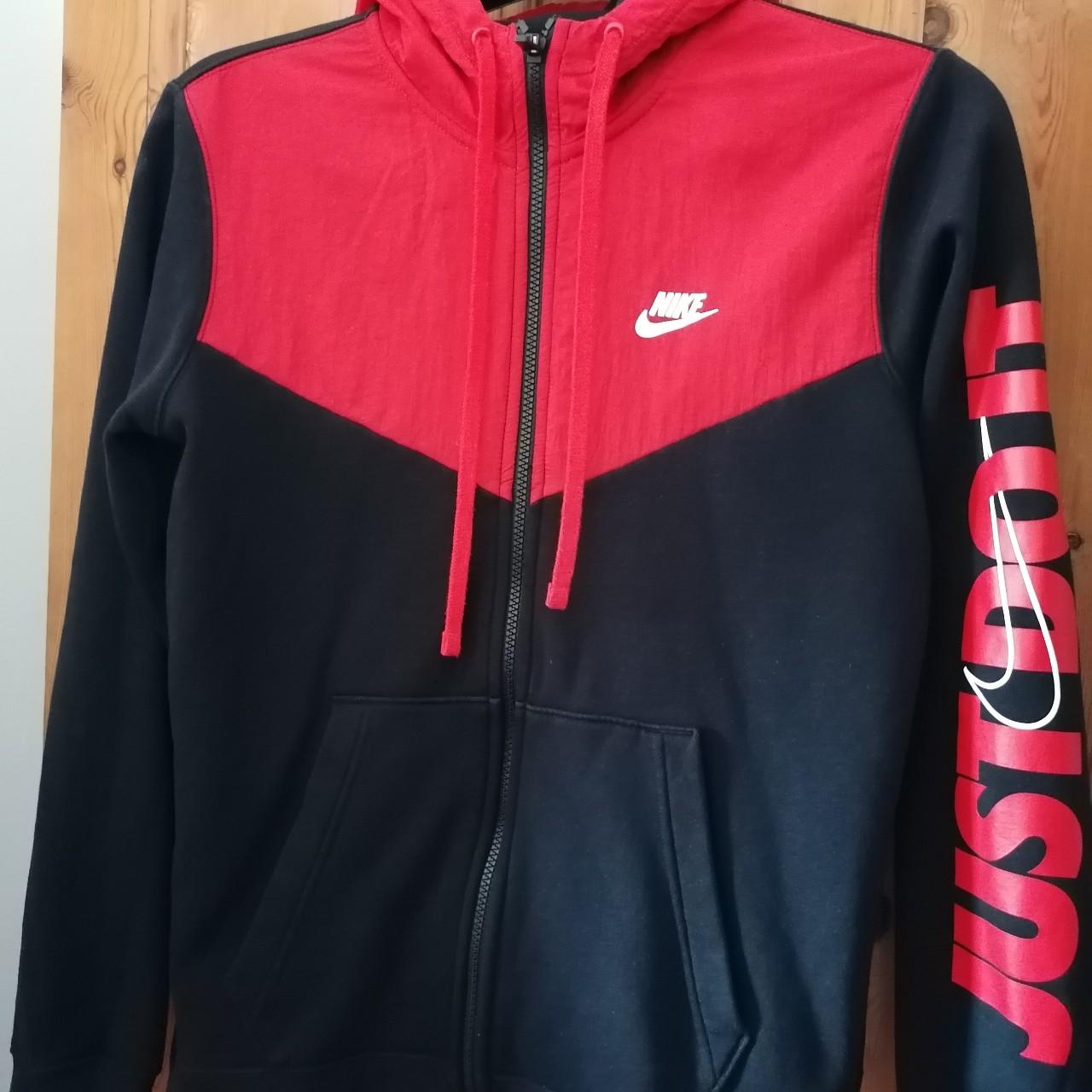 Nike just it hoodie Rare Black red Size... - Depop