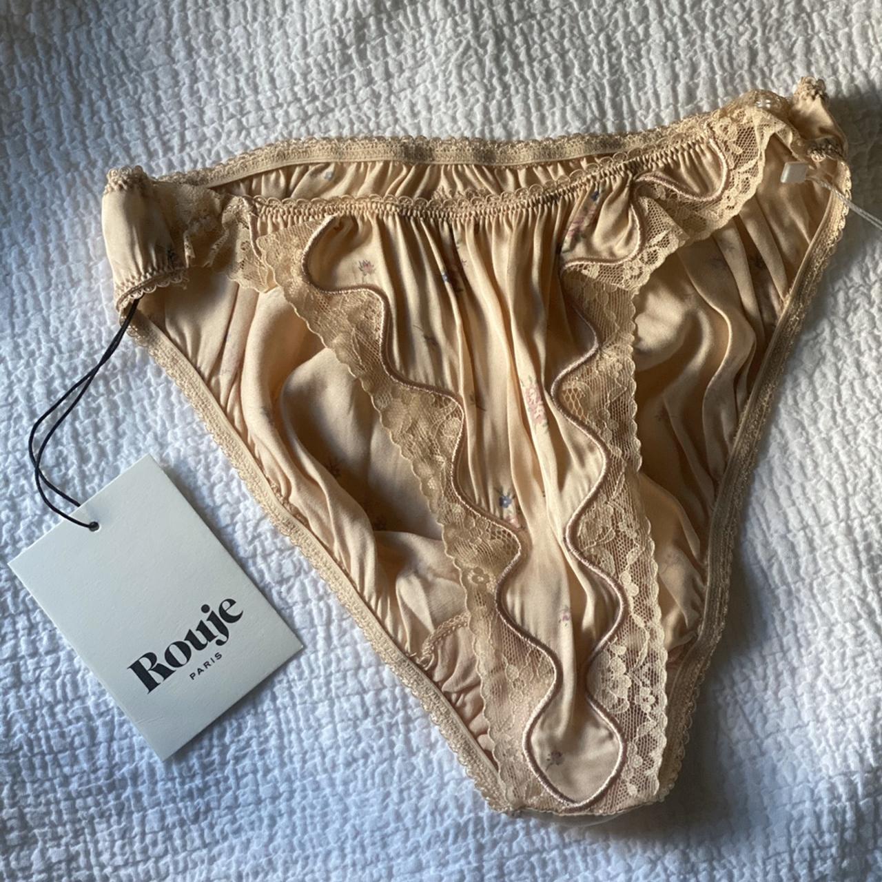 Rouje Women's Pink and Cream Panties | Depop