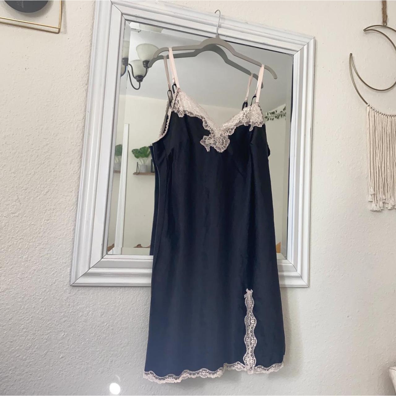 Black Chemise Laced Slip Dress size medium from Depop - Main Image