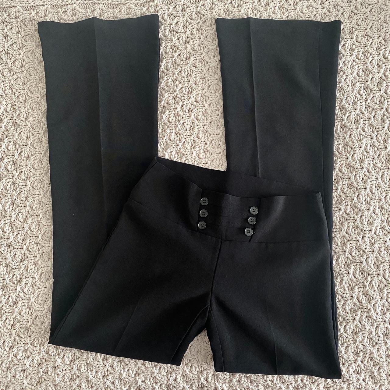 Black Flared Low rise Pants low/mid rise casual... - Depop