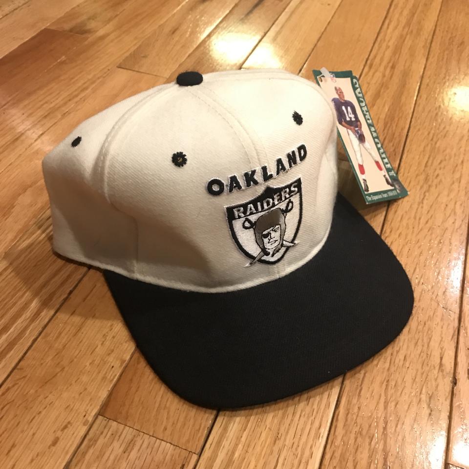 Vintage 1990s Leather Oakland Raiders SnapBack With - Depop