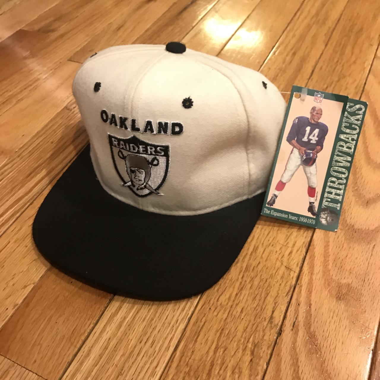 Vintage 1990s Leather Oakland Raiders SnapBack With - Depop