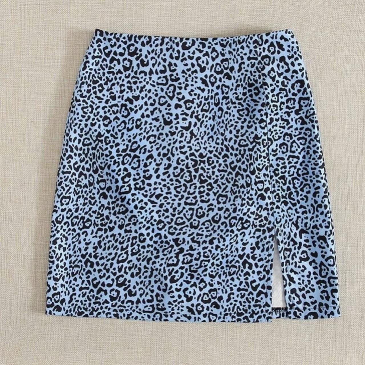 Blue leopard 2025 print mini skirt