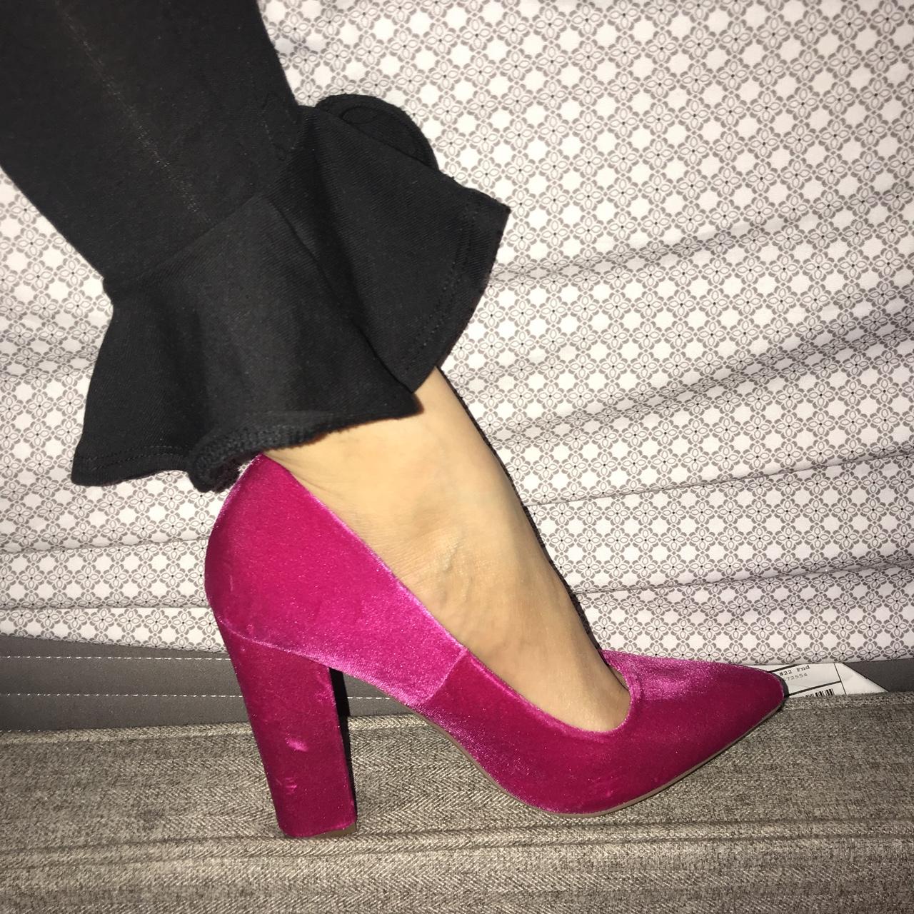 Brand new hot pink velvet heels. Depop