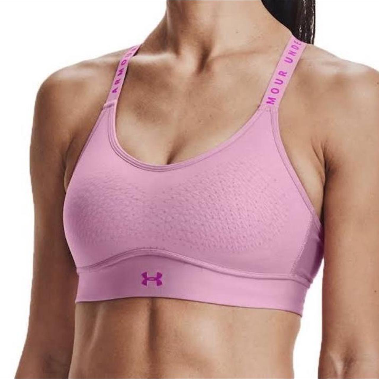 Under Armour Pink Cross Back Sports Bra. Size... Depop