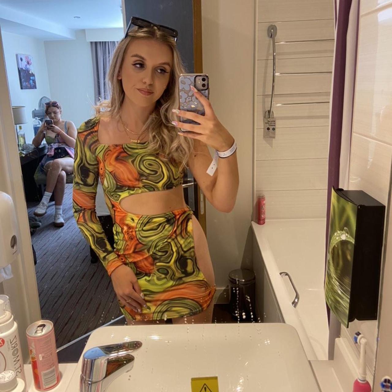 Plt cute out side neon dress, only worn once Depop