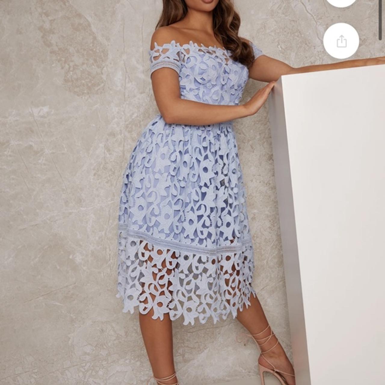 Lace Midi Dress Chi Chi London Baby Blue Dress V Neck Floral