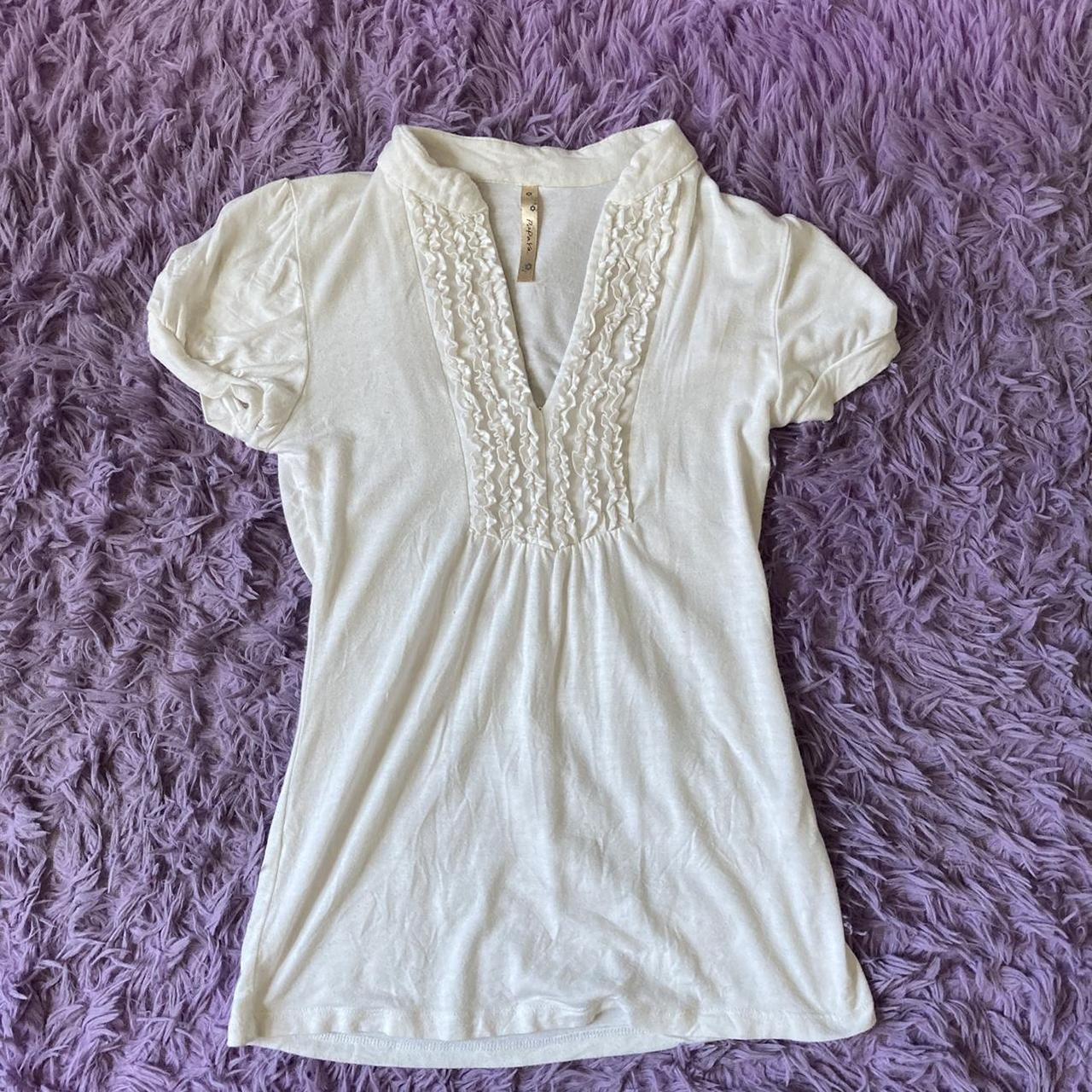 🥥 vampy white collared shirt 🥥 size small by papaya ! - Depop