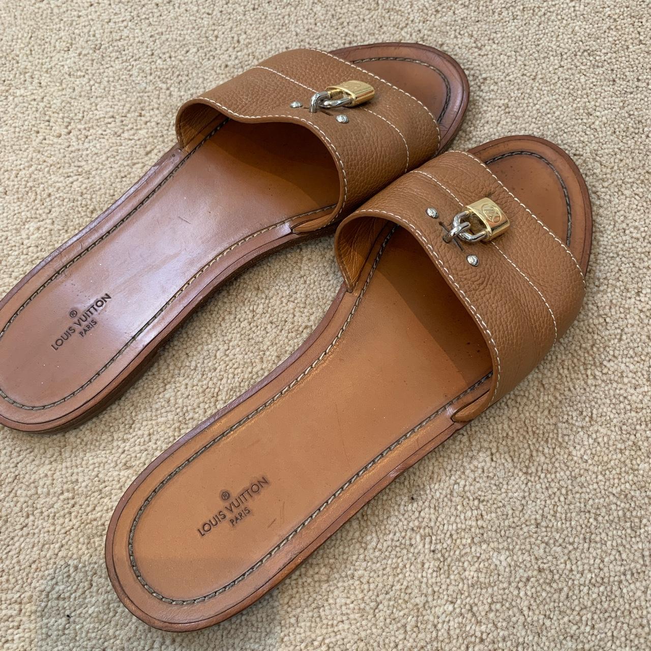 Louis Vuitton lock it flat sandals/mules. Purchased - Depop