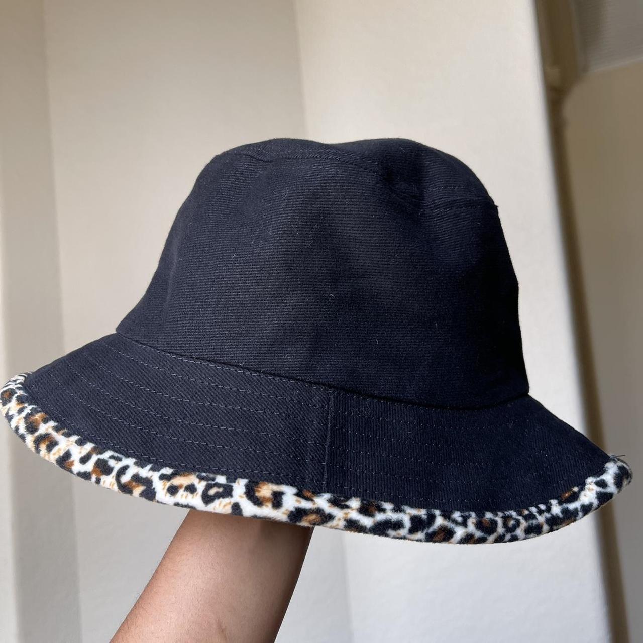 cute brandy bucket hat with cheetah trim in great