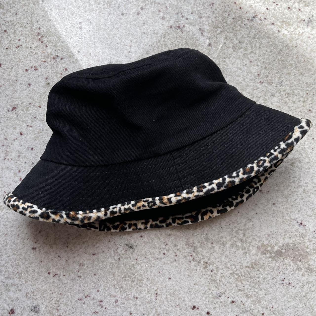 cute brandy bucket hat with cheetah trim in great