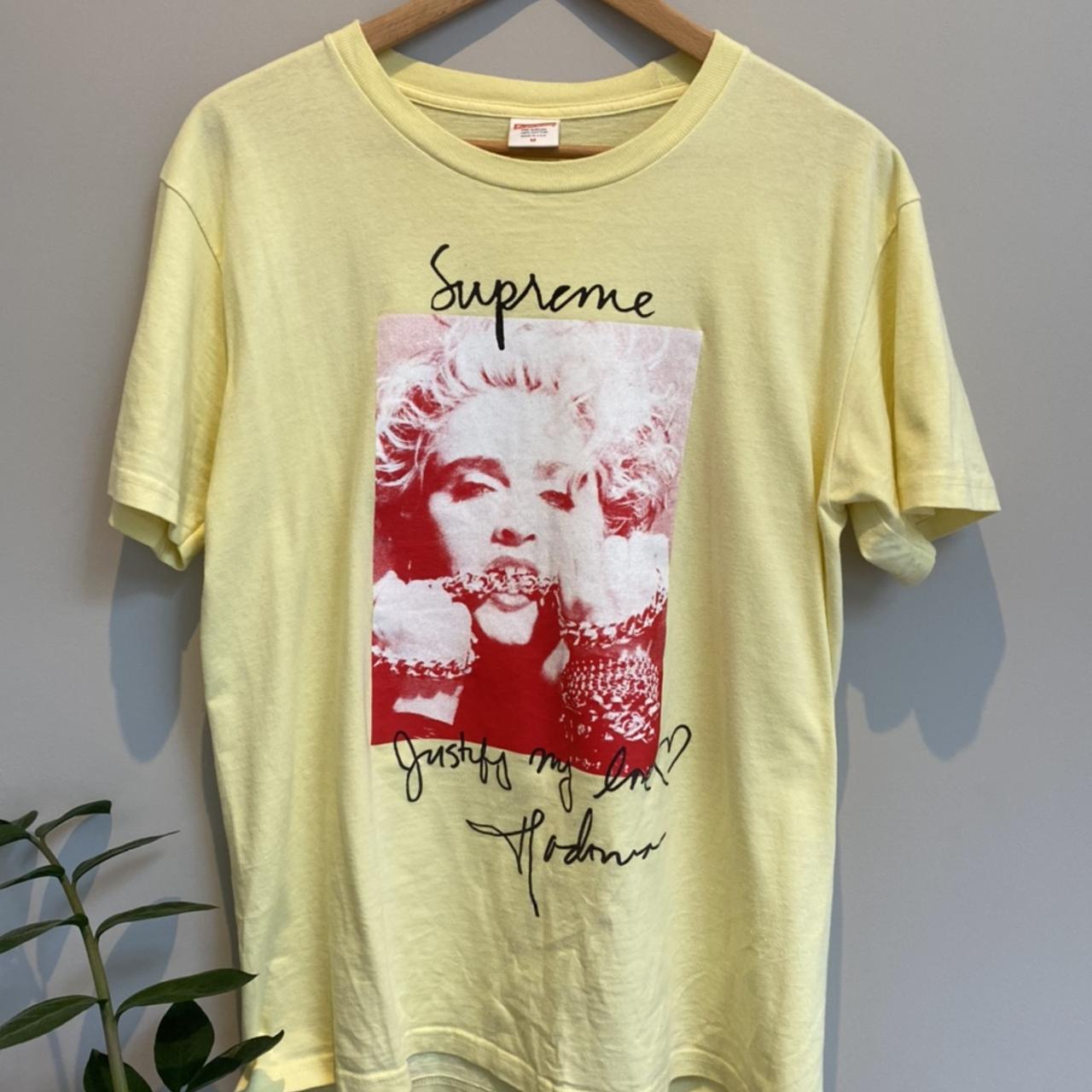 Supreme Madonna T-Shirt (Yellow with Red and White... - Depop