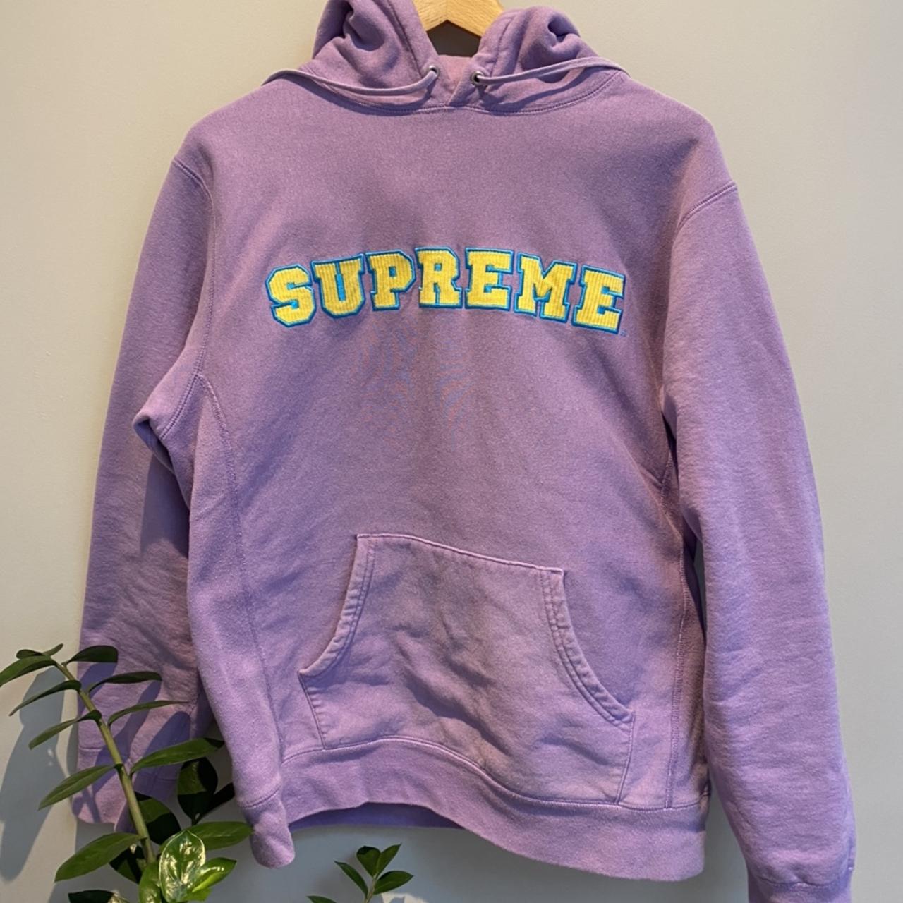 yellow and purple supreme hoodie