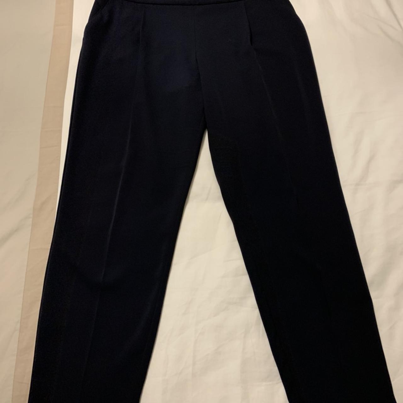 Wallis navy blue smart trousers, elastic waist at... - Depop