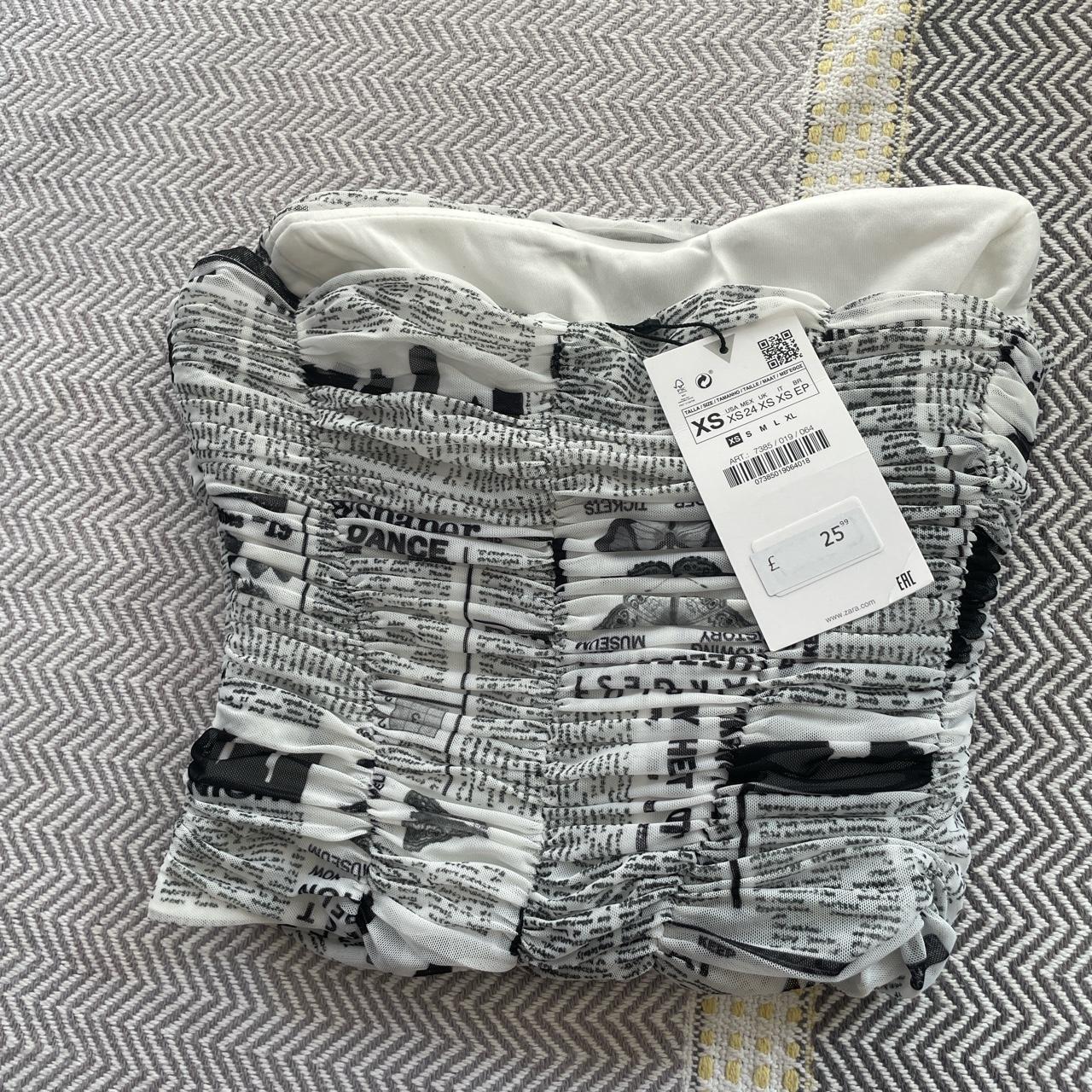 Zara newspaper print bodice. Never worn still with... - Depop