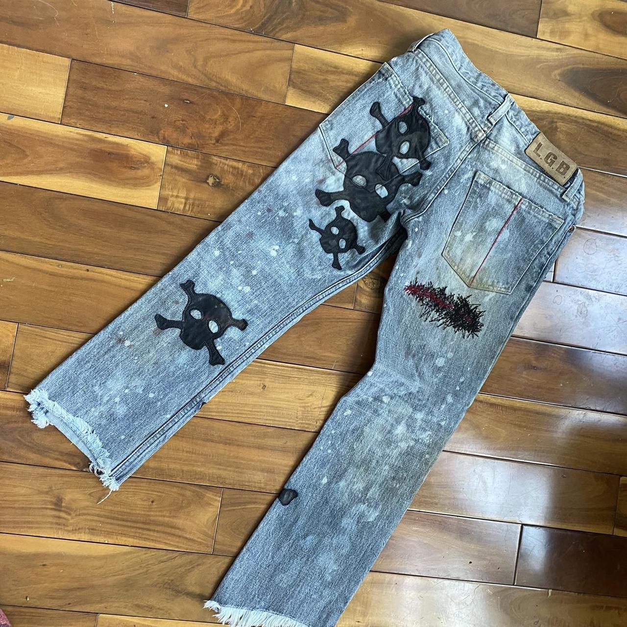 LGB SKULL JEANS, SIZE 25, #legrandbleu #punk #grunge...