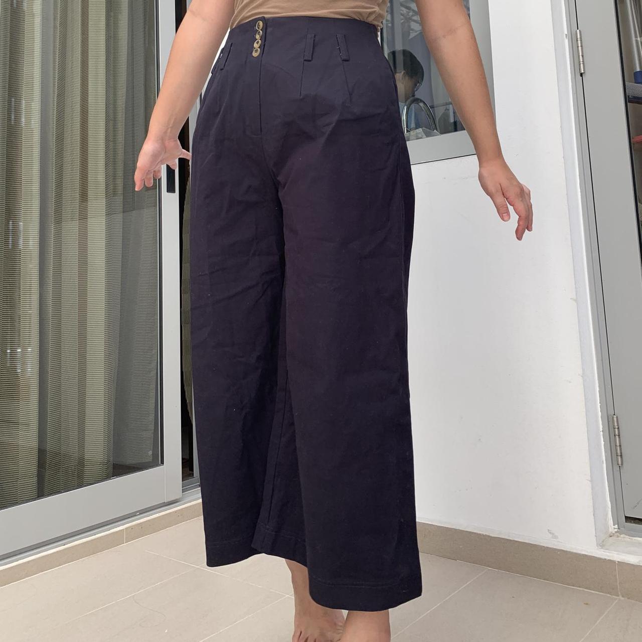 Structured navy blue pants from Pomelo! Button down... - Depop