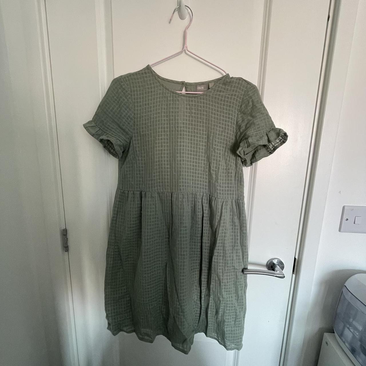 Green ASOS Oversized Smock/Babydoll Dress - Size... - Depop