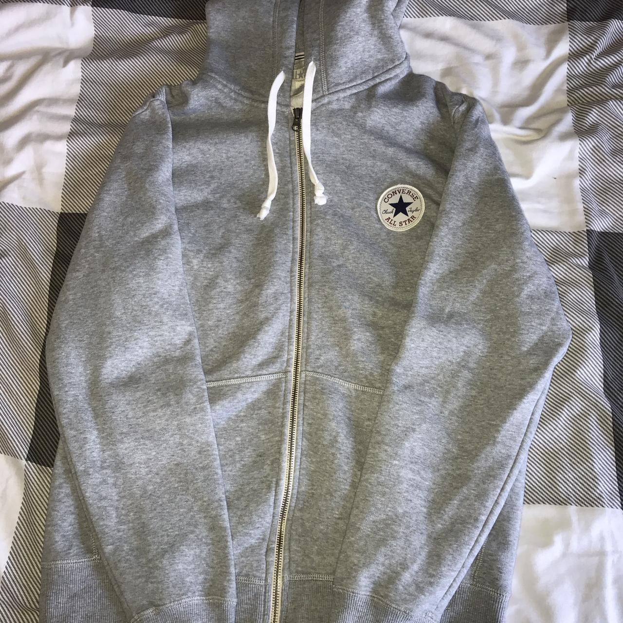 Men's Small Grey Converse Jacket (fits medium) Worn - Depop