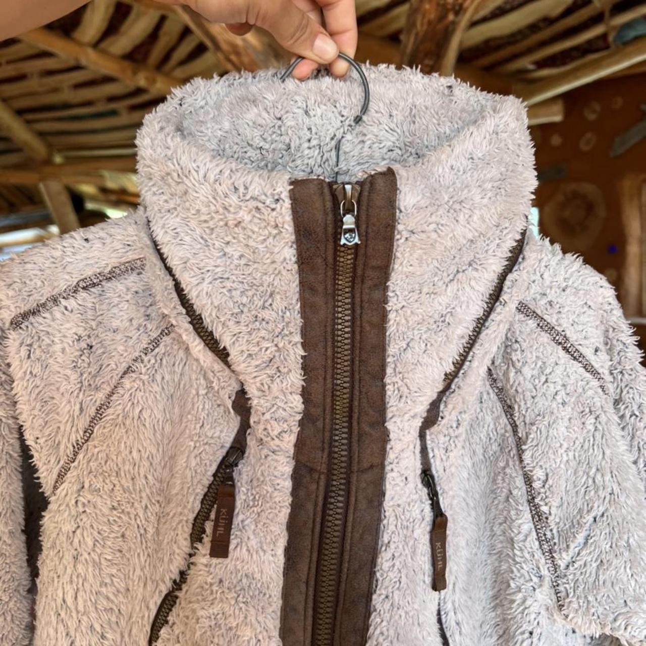 Kuhl Women's Tan and Brown Zippered Teddy Fleece Flight Jacket Size L -  Coats & jackets