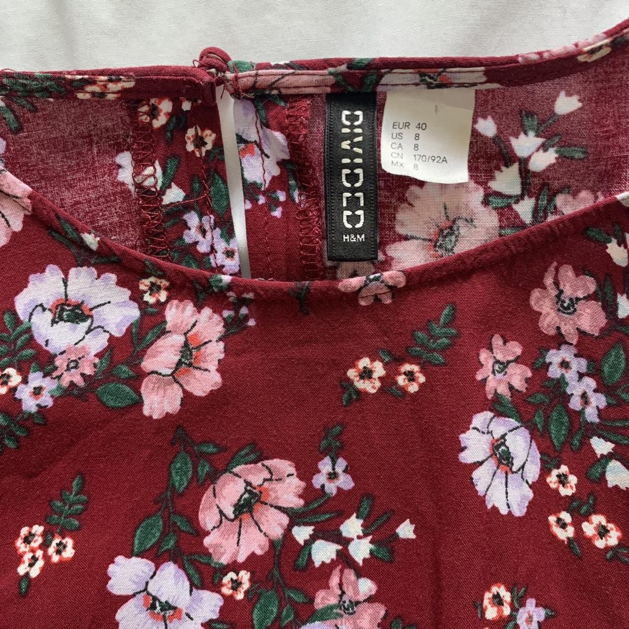 H&M floral mini summer dress with straight across... - Depop