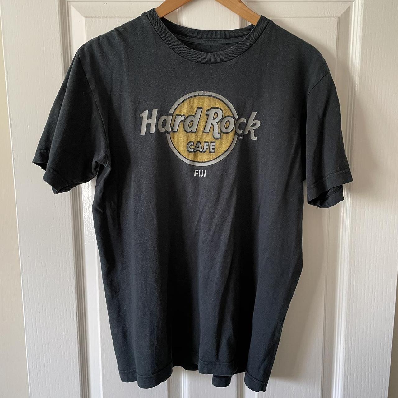 Hard Rock Cafe Men's Black and Yellow T-shirt | Depop