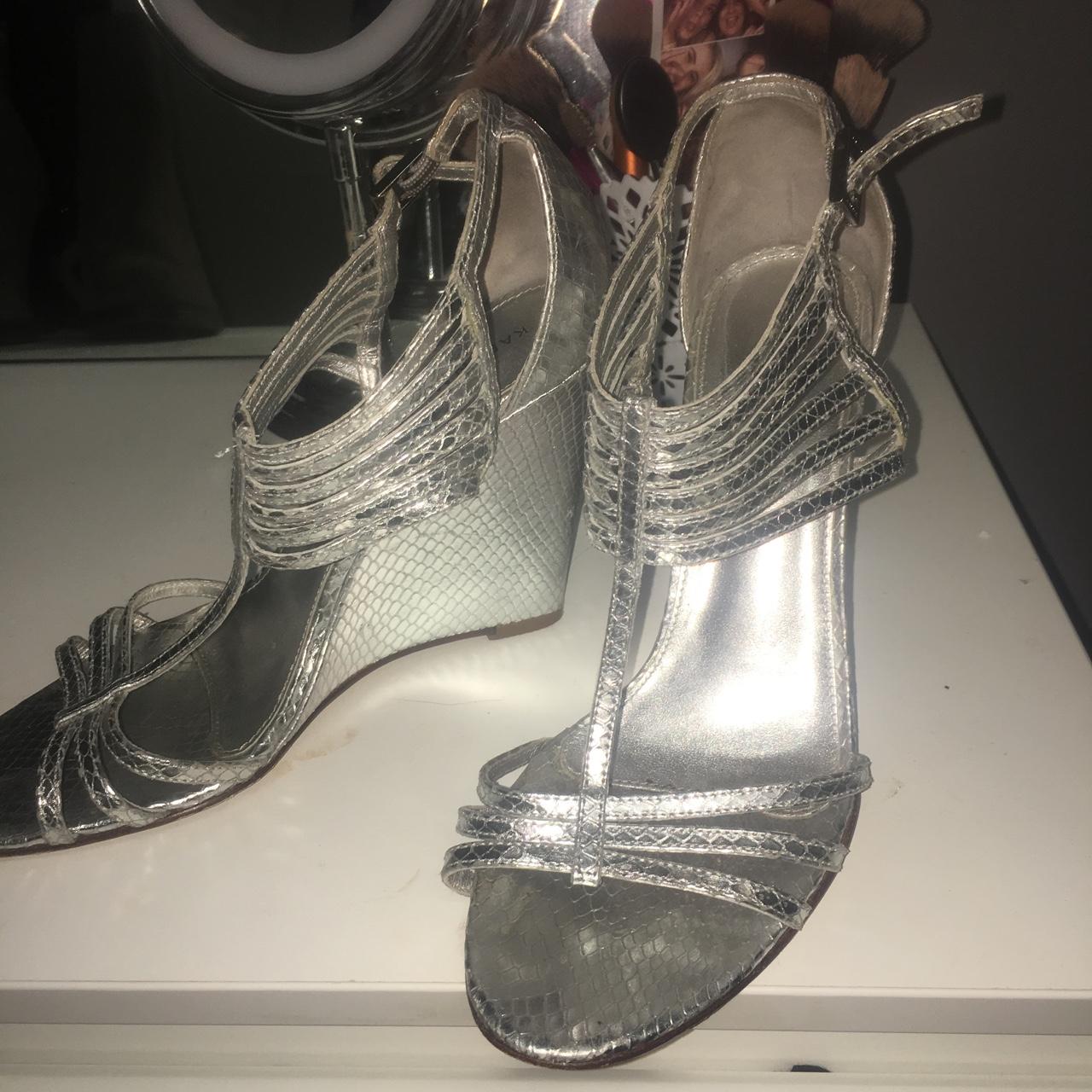 Silver wedge hot sale high heels